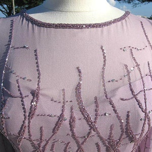 Lavender Beaded Dress / Vintage Lavender Cocktail Dress / fits M / Vintage Lavender Dress / Lavender Cocktail Dress / Lavender MOB dress image 4