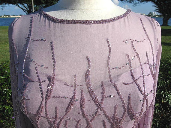 Lavender Beaded Dress / Vintage Lavender Cocktail… - image 4