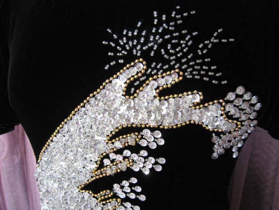 Velvet beaded gown / Vintage Velvet Gown / Silk V… - image 9
