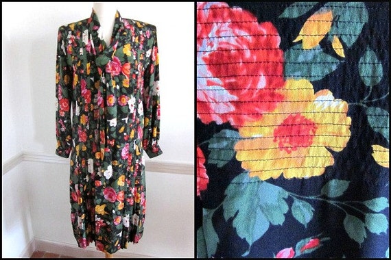 ALBERT NIPON Boutique Vintage Dress / Floral silk… - image 1