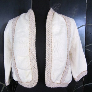 ETHEL of Beverly Hills Sweater / Ethel vintage Cardigan / fits M /50s vintage bridal sweater / 50s bolero sweater image 2