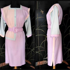 OLEG CASSINI Dress / vintage colorblock dress / pastel colorblock / vintage Oleg Cassini Boutique Dress
