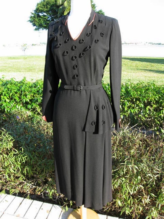 Robbie Robinson Dress / 1940s Black Dress / 40s d… - image 7