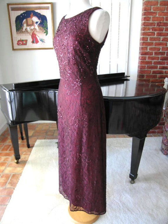 Rimini Lace Gown / Vintage Burgundy Lace Beaded G… - image 4