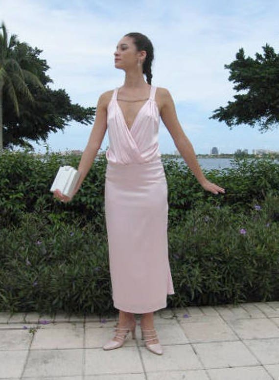 Pink Silk Satin dress / Maria Bianca Nero Silk Dr… - image 2