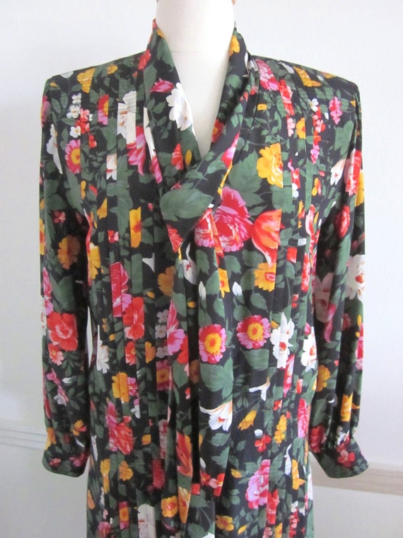 ALBERT NIPON Boutique Vintage Dress / Floral silk… - image 2