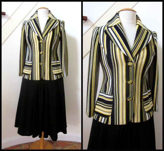 Mod jacket / fits S / 60s Striped Jacket / Mod kn… - image 1