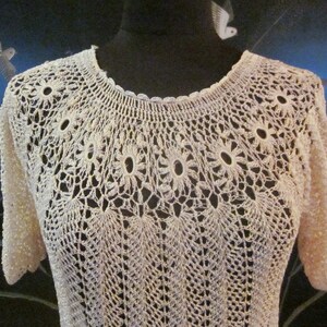 70s Crochet Dress / Vintage Crochet Dress / fits S-L / Ivory Crochet Dress / Bridal Crochet Dress / 70s Silky Crochet Dress image 3