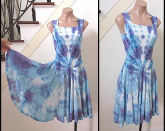 Luna Luz Dress / fits S-M / Vintage Luna Luz Dress / Tie Dye Luna Luz Dress / 90s Tie Dye Dress / 208 inch hem circumference