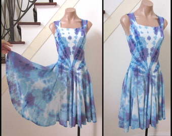 Vintage 90s Tie Dye Dress: Luna Luz Cotton Lycra S-M