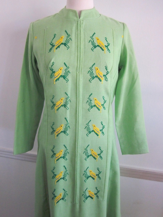 Embroidered Caftan / Vintage Caftan / Bird Embroi… - image 2