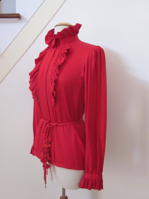 YSL Red Blouse / Vintage Saint Laurent Blouse / Y… - image 3