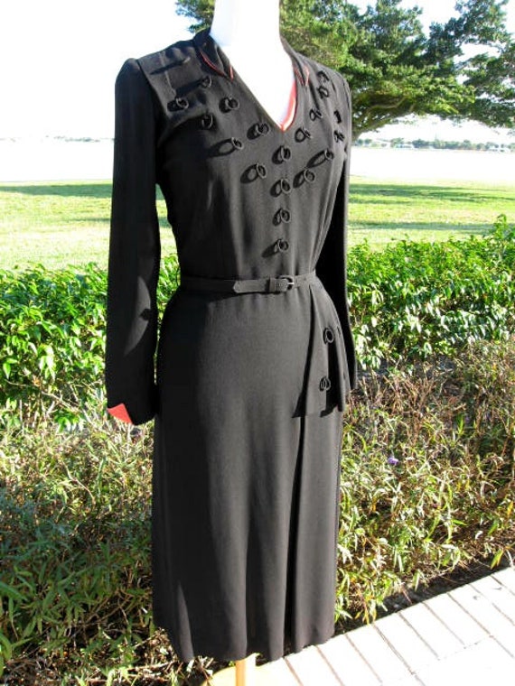 Robbie Robinson Dress / 1940s Black Dress / 40s d… - image 2