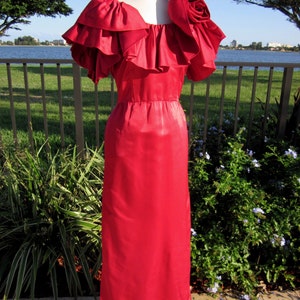 WILLIAM PEARSON Vintage 60s 1960s Gown Dress / Portrait Ruffle Rose neckline / fits M image 2