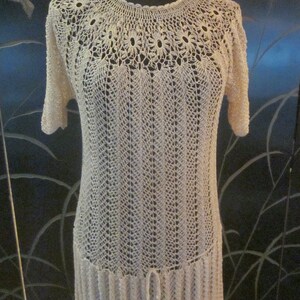 70s Crochet Dress / Vintage Crochet Dress / fits S-L / Ivory Crochet Dress / Bridal Crochet Dress / 70s Silky Crochet Dress image 8