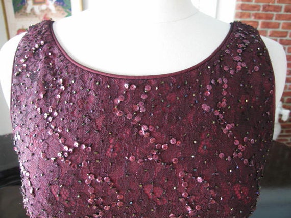 Rimini Lace Gown / Vintage Burgundy Lace Beaded G… - image 7