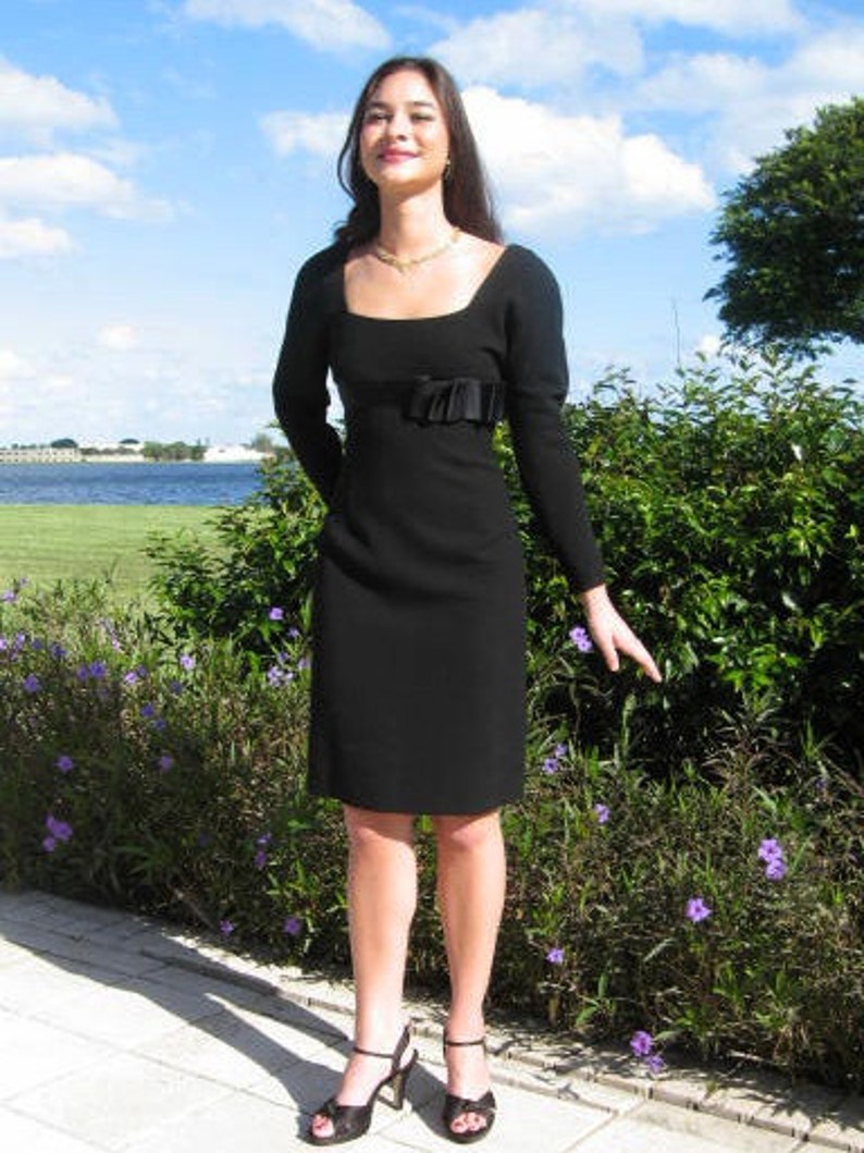 CAROLYNE ROEHM Dress / fits xs-s / Vintage Carolyne Roehm Dress / 80s Couture Dress / Vintage LBD / Carolyne Roehm Little Black Dress image 2