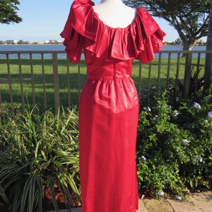 WILLIAM PEARSON Vintage 60s 1960s Gown Dress / Portrait Ruffle Rose neckline / fits M image 4