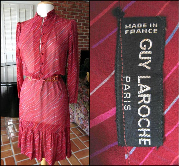 GUY LAROCHE Dress / 70s Guy Laroche Dress / fits S