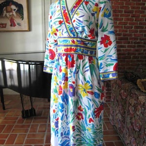 70s Floral Dress / Matti of Lynne by PinaLo Voi / Border Print Dress / fits M image 2