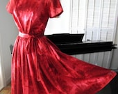 Nelly de Grab Vintage 50s Floral Satin Dress: Palm Beach Socialite Style XS-S