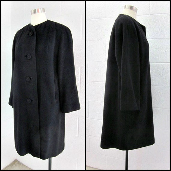50s cashmere coat / vintage cashmere coat / black
