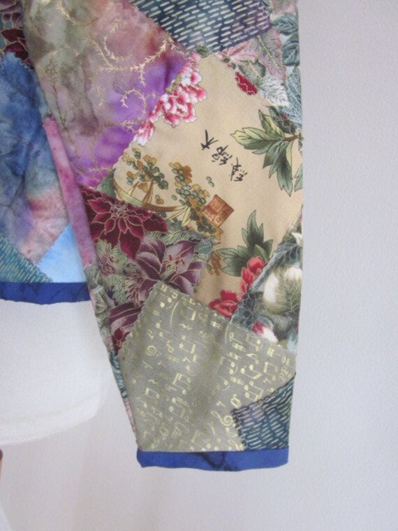 Vintage Patchwork Quilted Jacket: Metallic Asian … - image 8