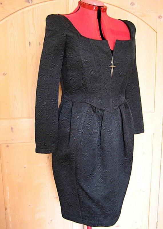 French Couture Silk and Wool Dress / Vintage Cout… - image 3