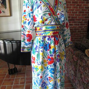 70s Floral Dress / Matti of Lynne by PinaLo Voi / Border Print Dress / fits M image 4