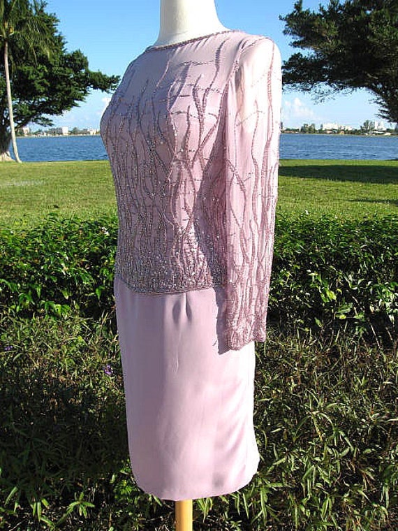 Lavender Beaded Dress / Vintage Lavender Cocktail… - image 7