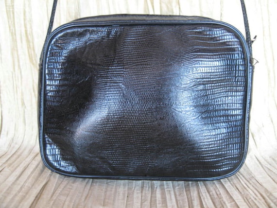 OLEG CASSINI vintage lizard embossed crossbody sh… - image 2