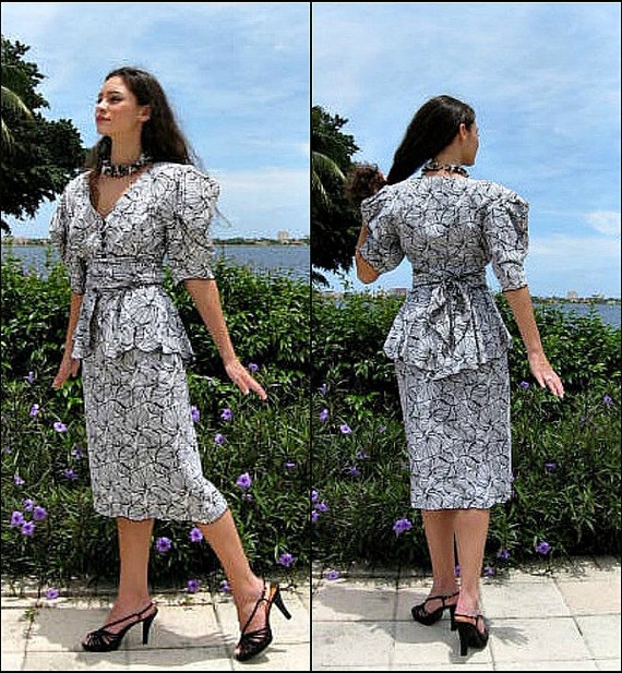 Vintage 80s Peplum Skirt Suit: Holly's Harp Two-P… - image 1