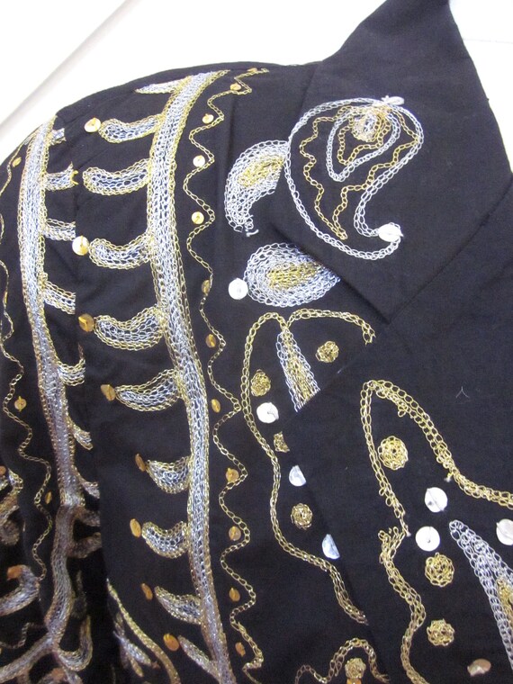 Metallic Embroidered Blazer / Gold Silver Embelli… - image 6