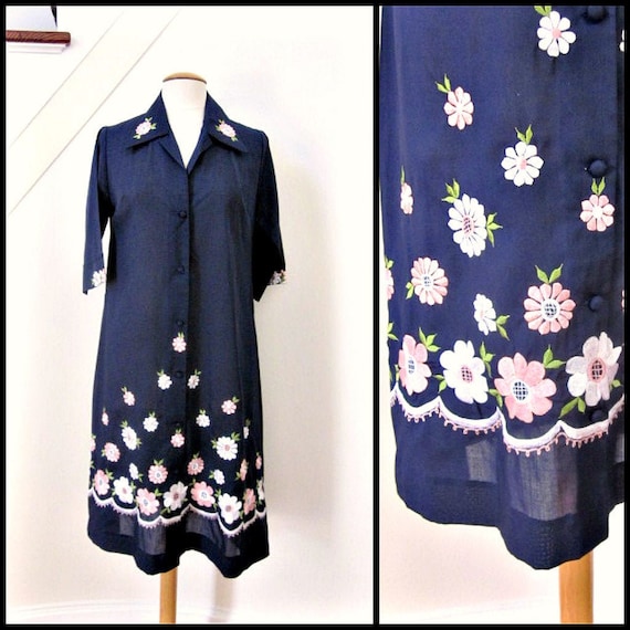 60s Embroidered Dress / 1960s Embroidered Dress /