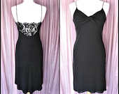 90s Black Lace Back Dress: Vintage LBD Fits XS-S