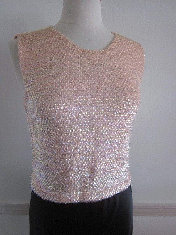 50s Pink Sequined Sweater / Vintage Pink Sequined… - image 2