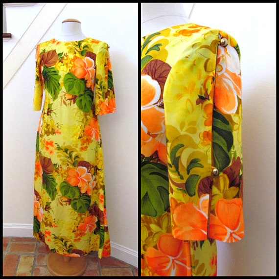 Hawaiian Dress / Hawaiian gown / fits S / vintage