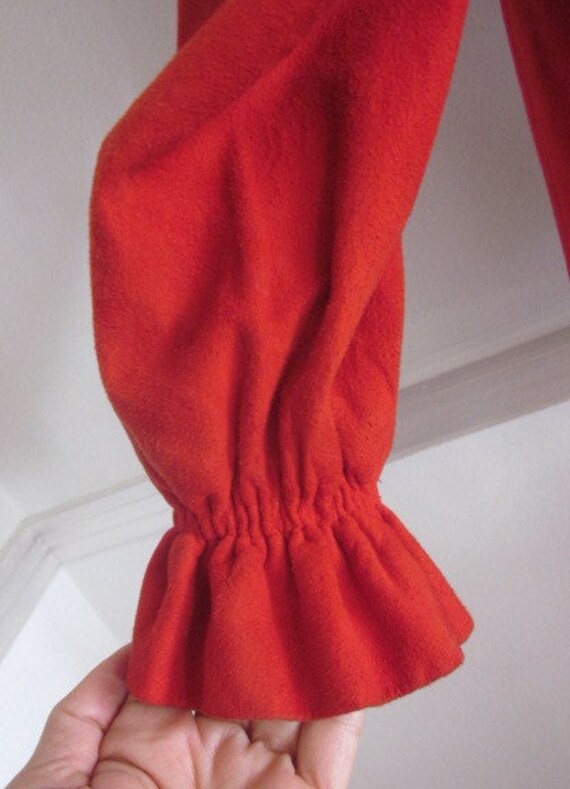 Vintage Red Suede Jacket: 80s Lambskin Button-Up,… - image 8