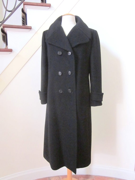 70s Black Cashmere Coat / Regency Cashmere Coat /… - image 2