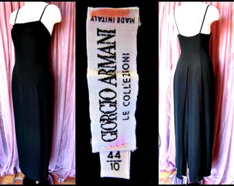 Vintage Giorgio Armani Black Column Gown: Silk Blend, Fits M