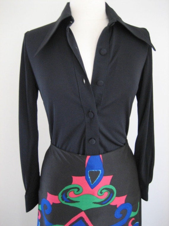 60s Silk Knit Maxi Skirt and tunic top Set / Mod … - image 7