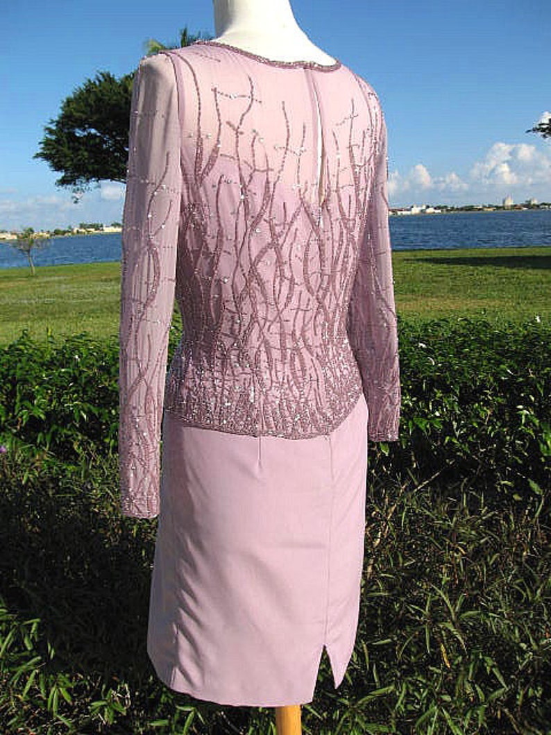 Lavender Beaded Dress / Vintage Lavender Cocktail Dress / fits M / Vintage Lavender Dress / Lavender Cocktail Dress / Lavender MOB dress image 9