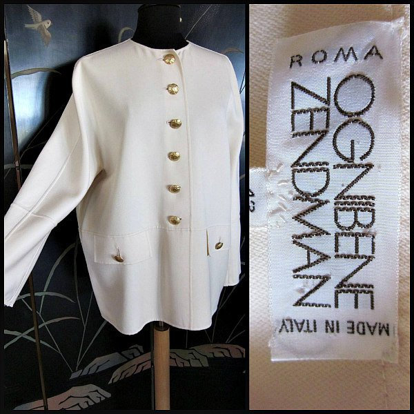 Ognibene Zendman Jacket / Italian Couture Jacket / 80s Ivory 