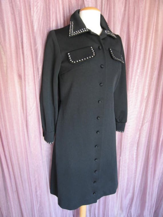 Mod Dress / 70s Mod Black Dress / Andrea Gayle Vi… - image 9