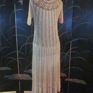 70s Crochet Dress / Vintage Crochet Dress / fits S-L / Ivory Crochet Dress / Bridal Crochet Dress / 70s Silky Crochet Dress image 9