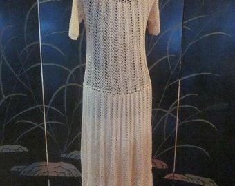 ワンピース 70s Hand Crocheted Glitter Dress 3 Dress Patterns, 2 Crochet 1 Knit Empire Waist, SM Sizes 6