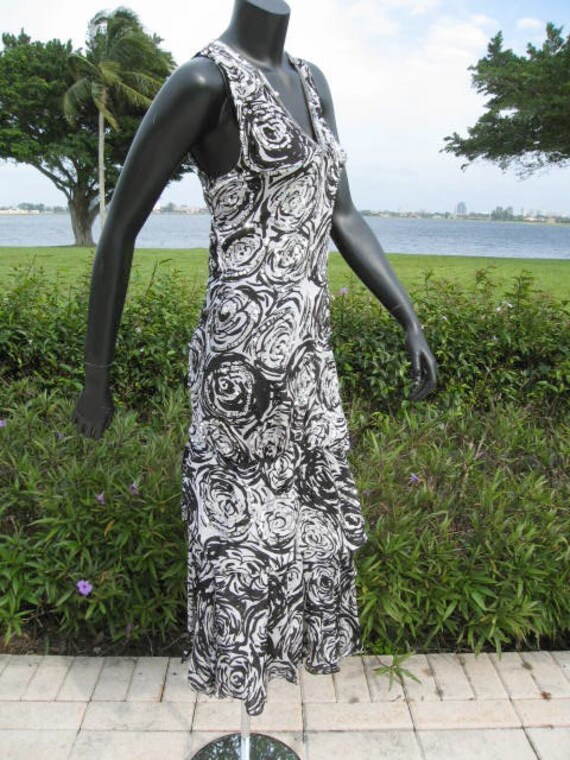 Vintage Silk Chiffon Dress / 80s Flapper Style Ma… - image 8