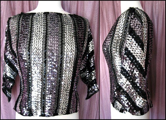 CHARLES GLUCK 60s Mod Sequin top / fits S / Mod S