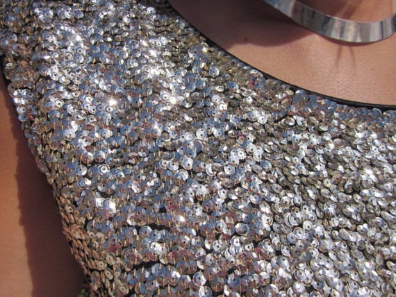 50s Sequin Dress / Ombre silver black sequin dres… - image 9