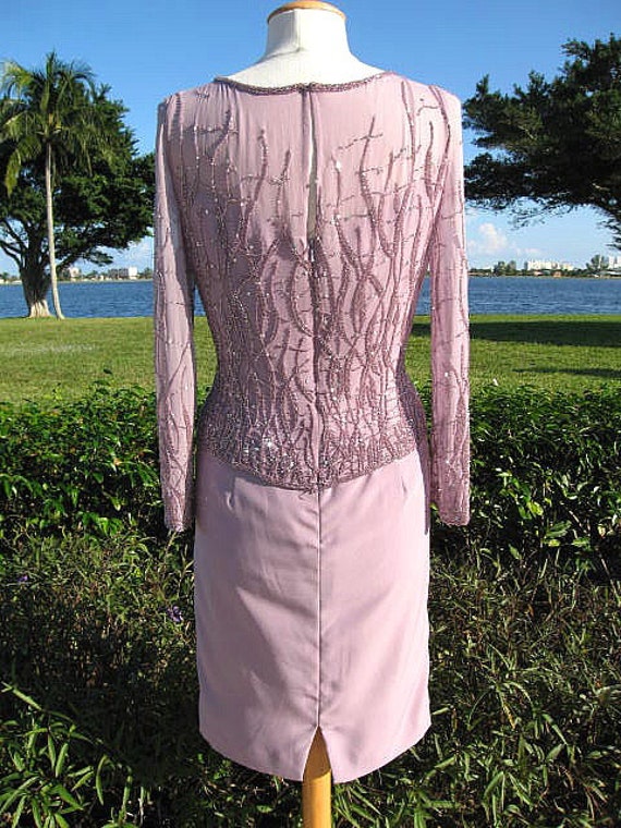 Lavender Beaded Dress / Vintage Lavender Cocktail… - image 6